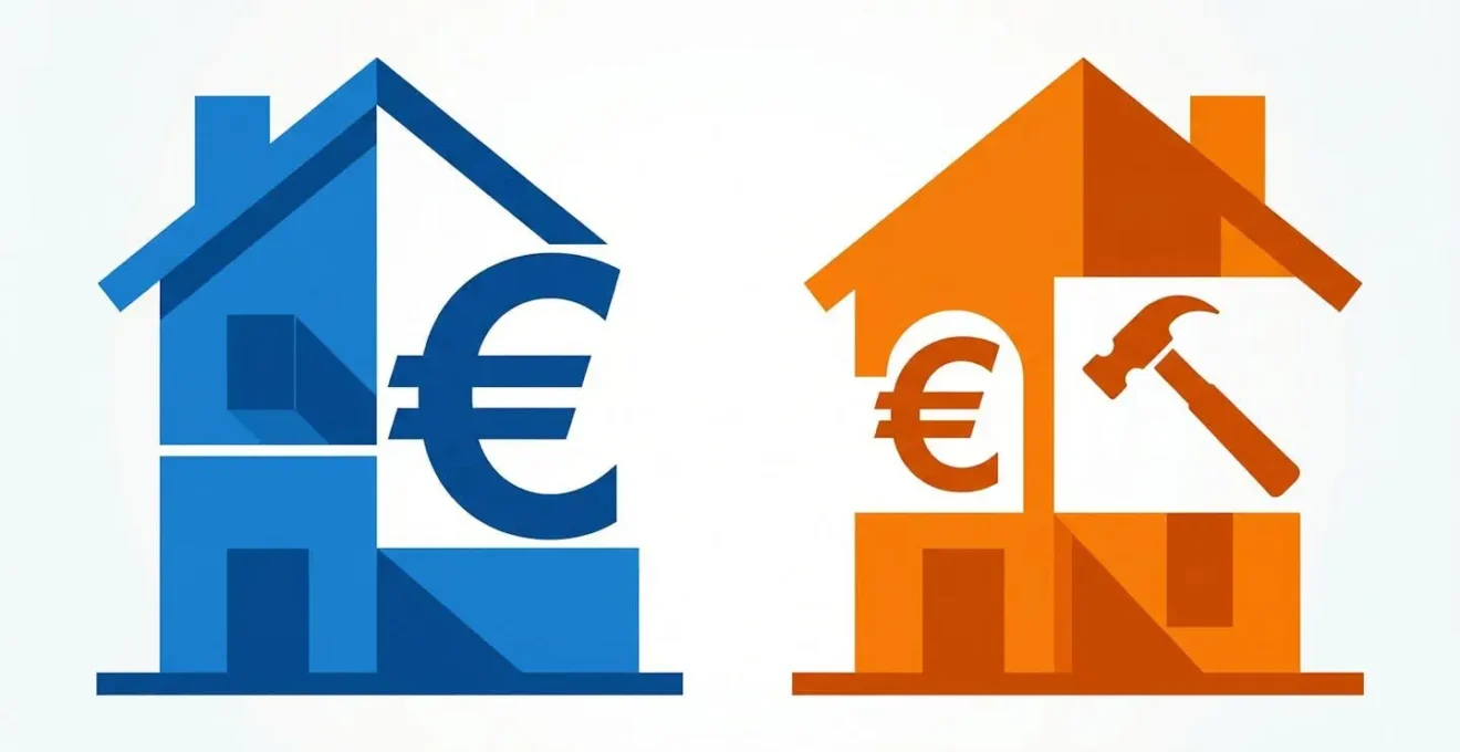 Comparaison graphique du coût d'une maison neuve et d'une maison à rénover.